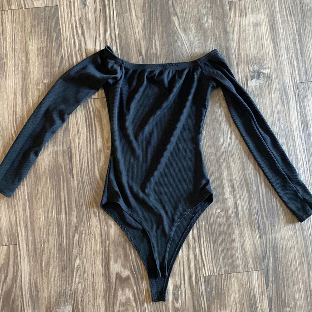 Black off shoulder bodysuit